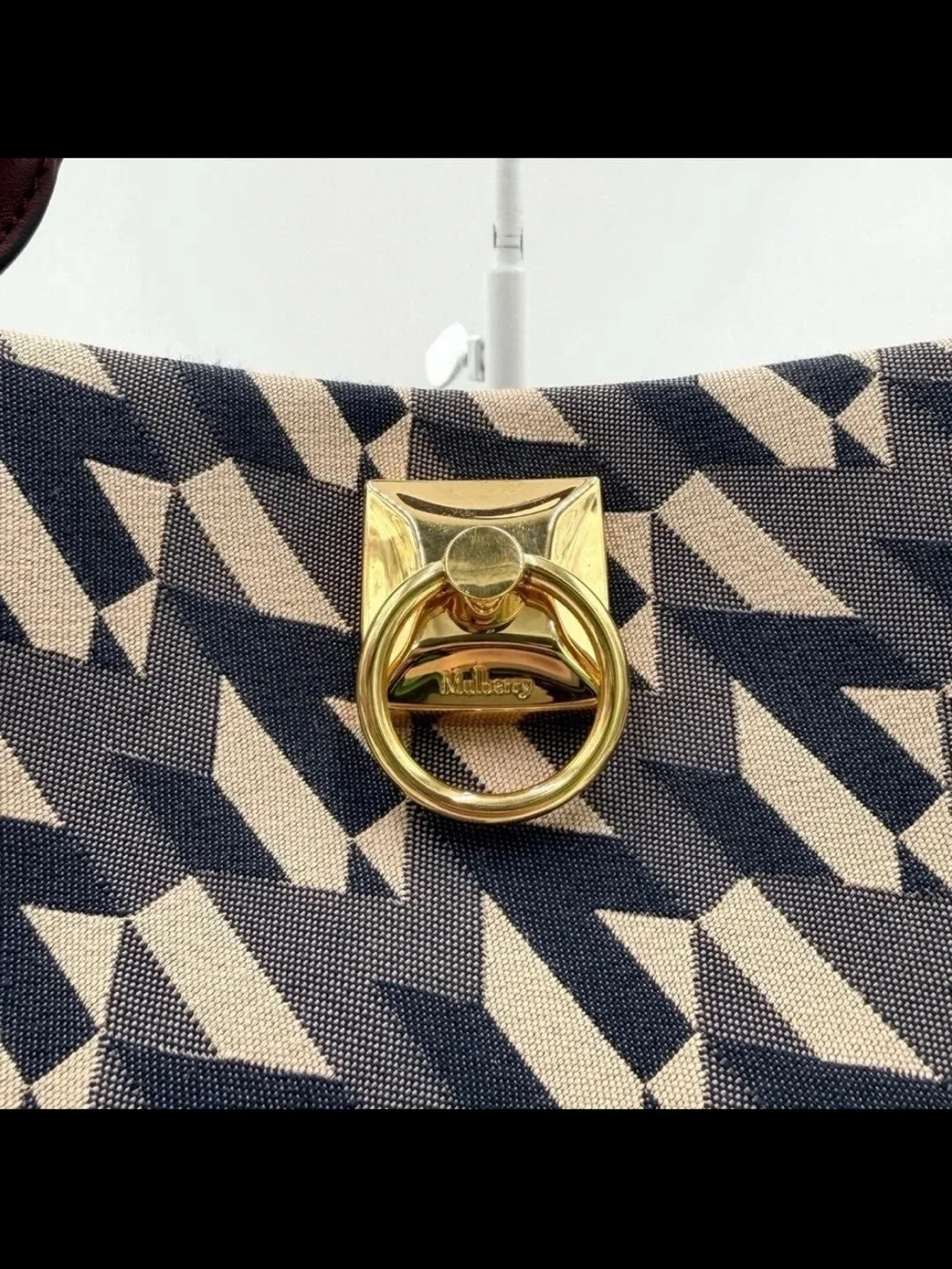 Mulberry Burgundy Geometric Print Top-Handle Bag